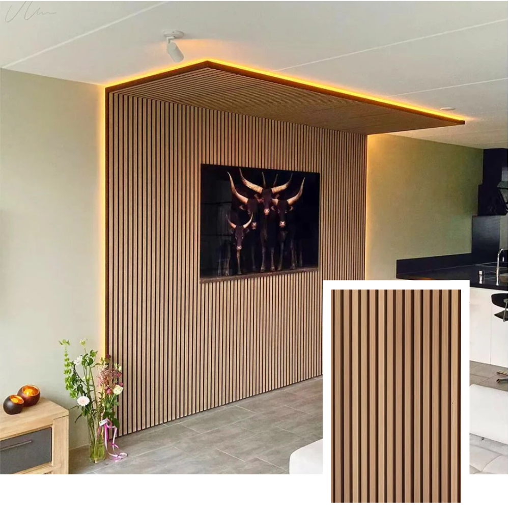 HemmaNord™ Acoustic Slat Panel — Natural Oak (2.7 m × 1.10 m)